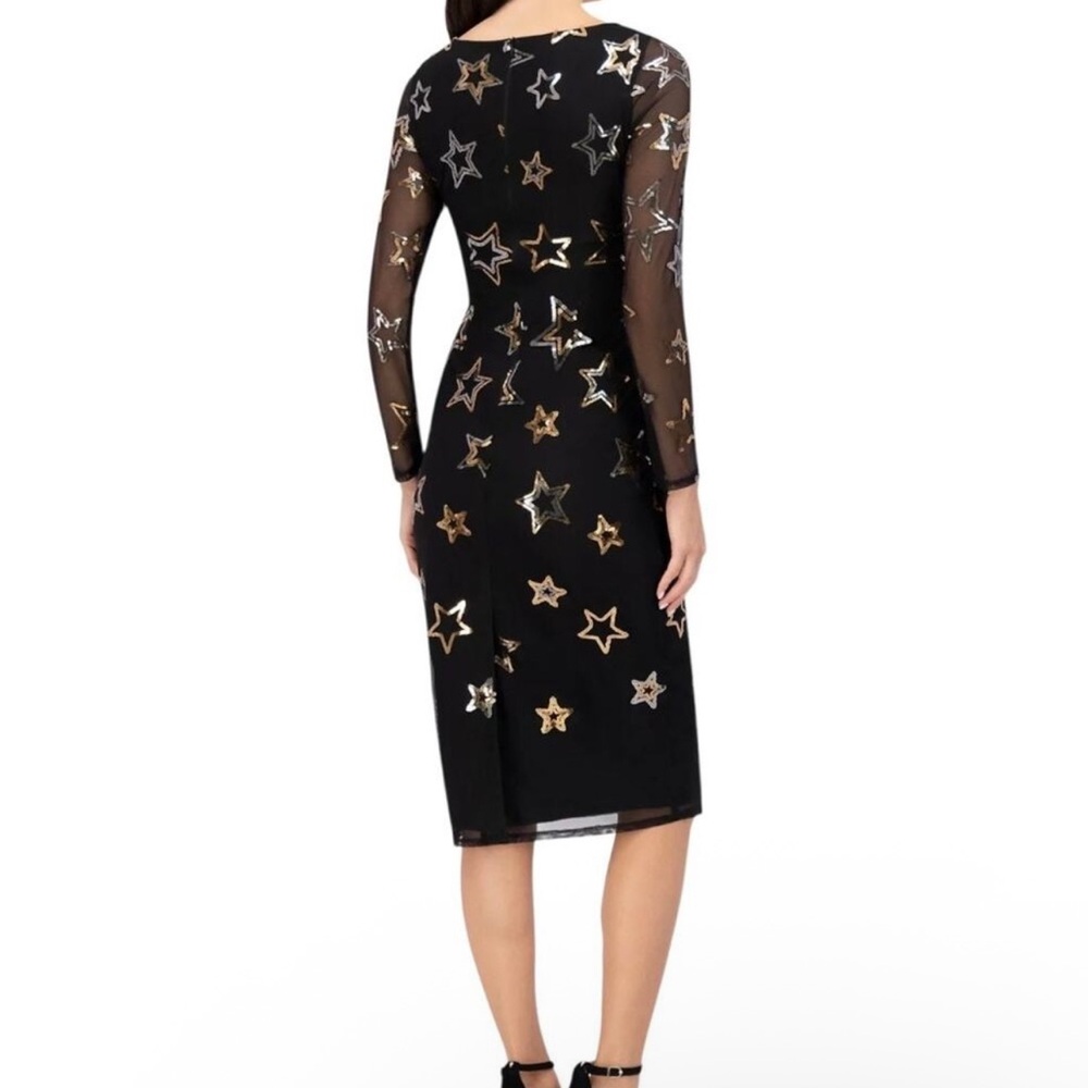 Vince Camuto Black Starry Long Sleeve Dress - Picture 2 of 4
